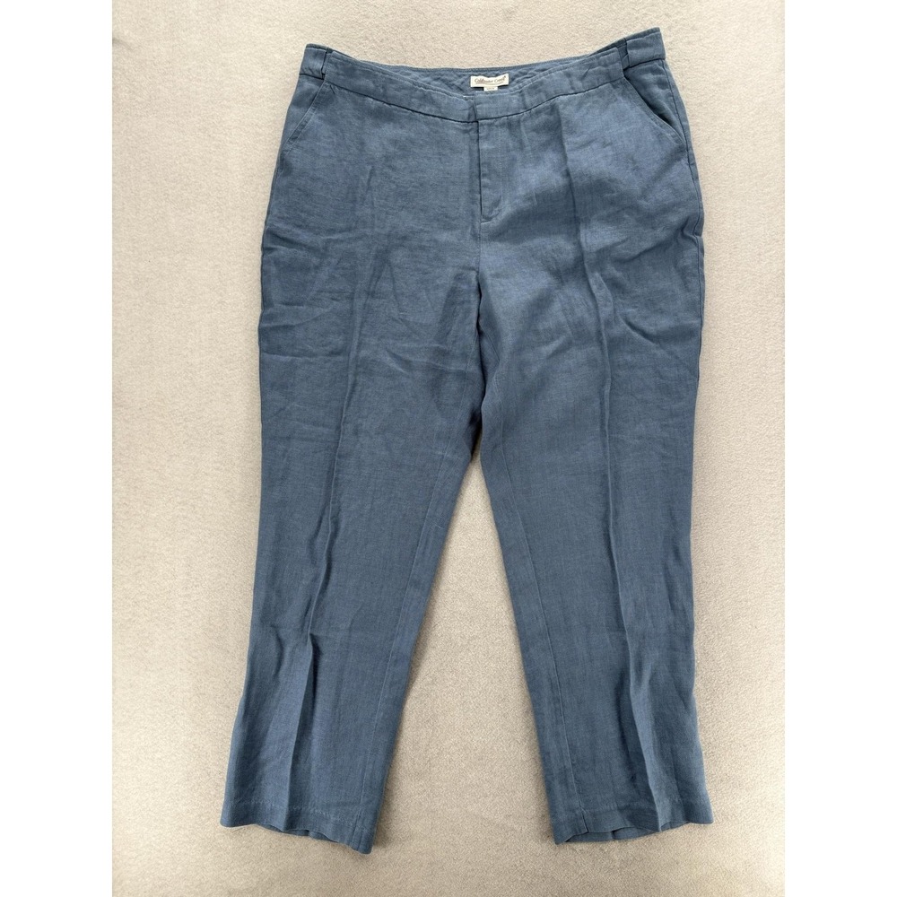 Coldwater Creek Linen Dress Pants Womens 18W Blue Straight Leg Relaxed Casual